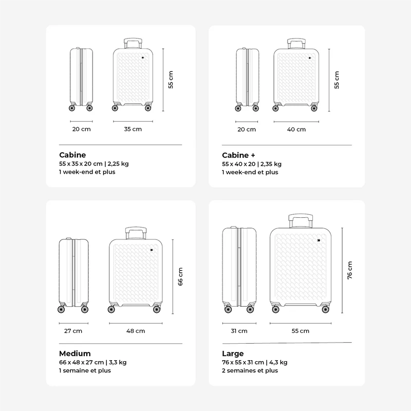 Valise Cabine 40 cm réparable à l'infini - Garantie 10 ans