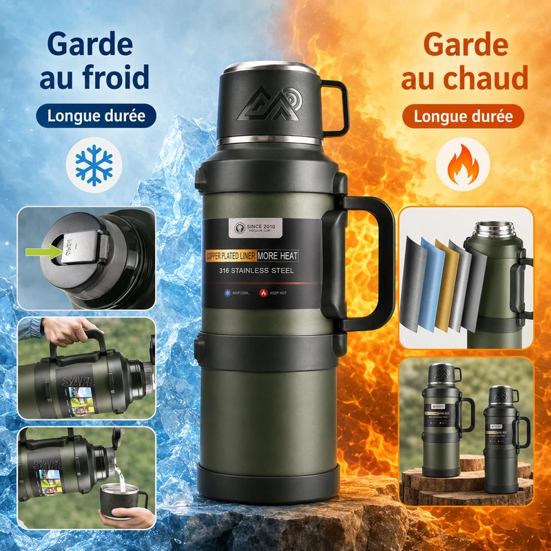 Thermos camping grande capacité inox isotherme