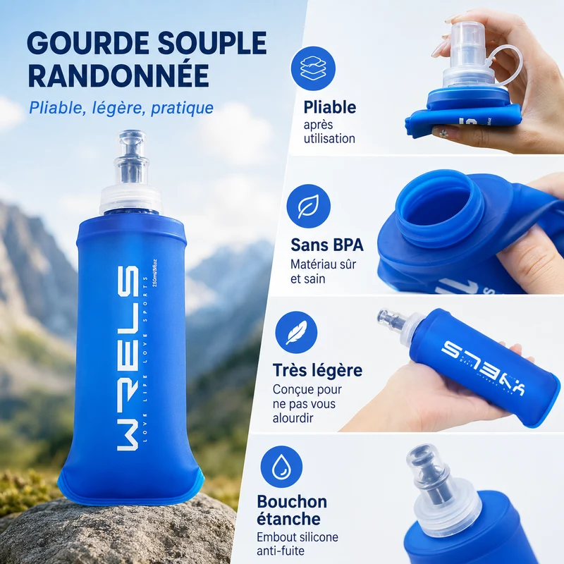 Gourde souple randonnée pliable légère