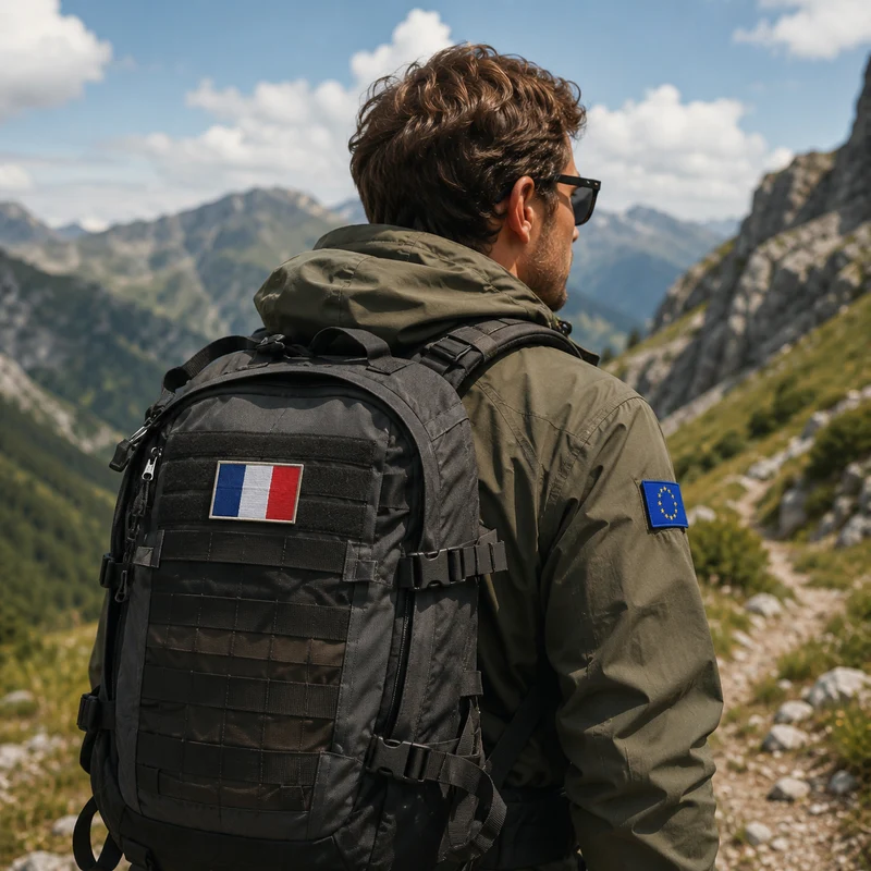 Patch drapeau sac randonnée brodé