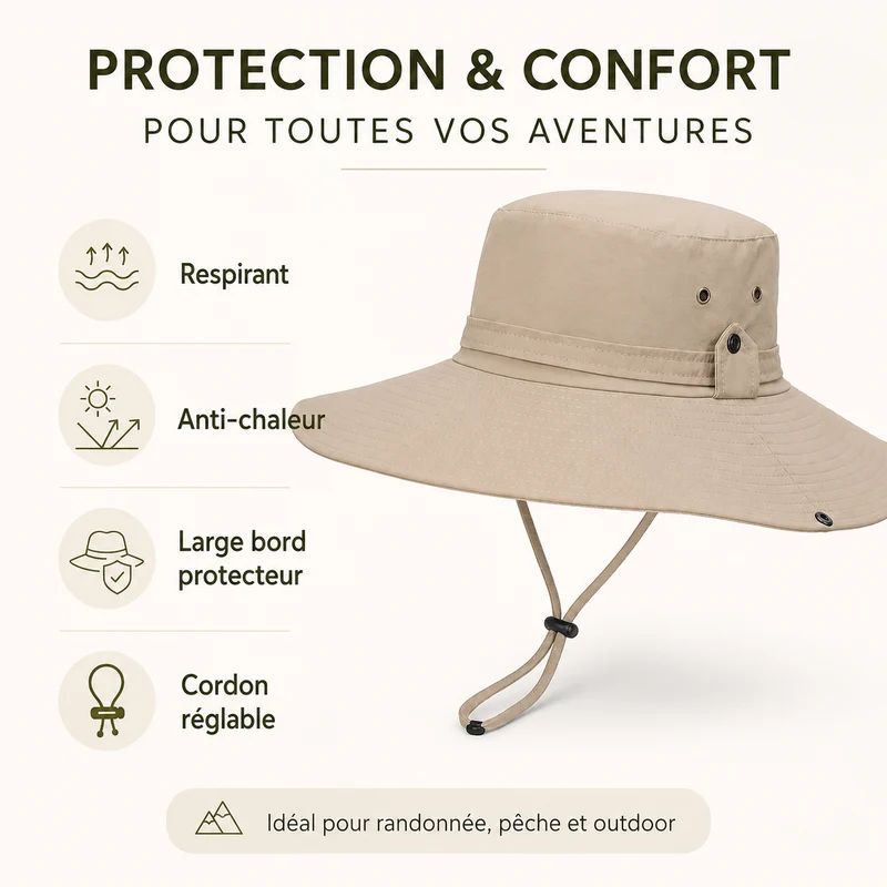 Chapeau outdoor randonnée respirant anti chaleur