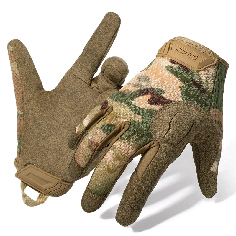 Gants randonnée tactiles résistants motif kaki