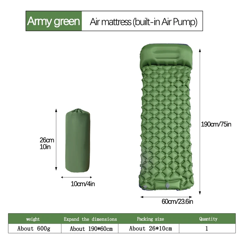 Matelas de couchage randonnée avec pompe intégrée