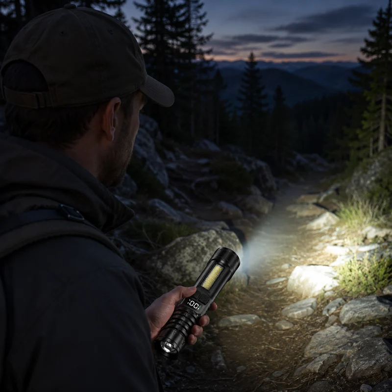 Lampe torche LED avec éclairage latéral randonnée