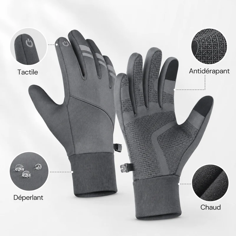 Gants randonnée étanches hiver tactiles chauds
