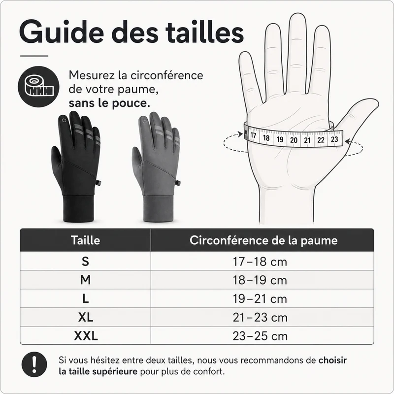 Gants randonnée étanches hiver tactiles chauds