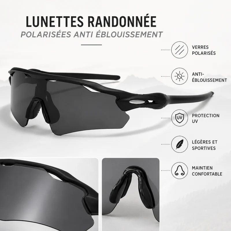Lunettes randonnée polarisées anti éblouissement