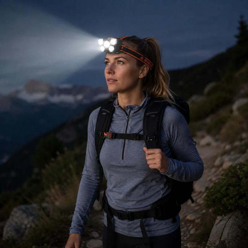 Lampe frontale LED multi lampes randonnée
