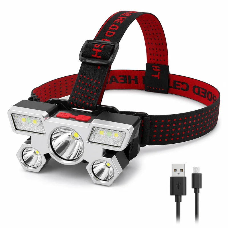Lampe frontale LED multi lampes randonnée