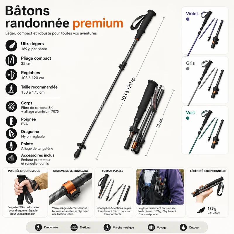 Bâtons randonnée premium