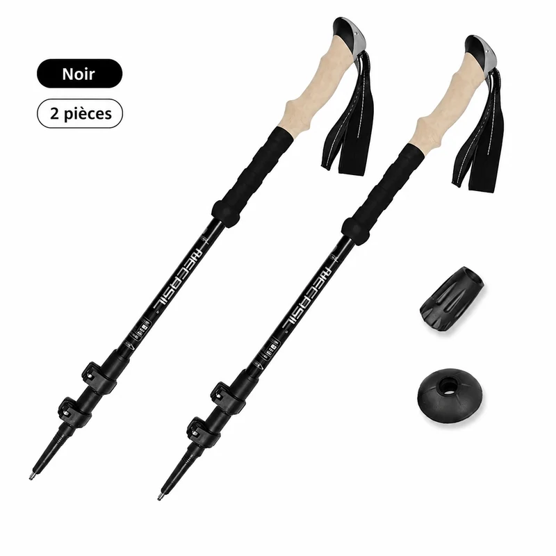 Bâtons de randonnée télescopiques réglables 2 pièces