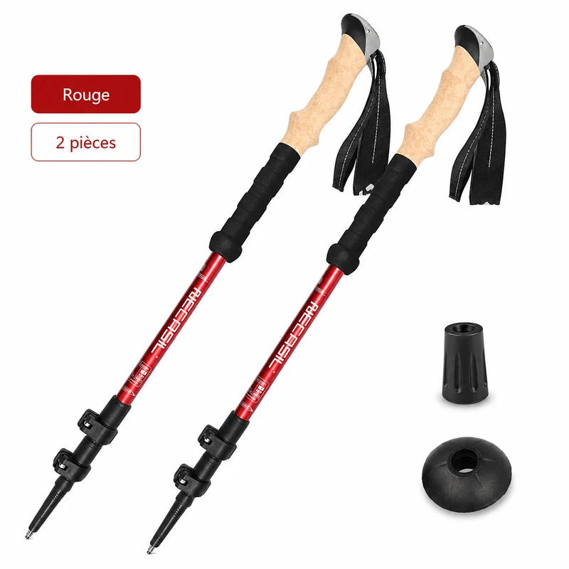 Bâtons de randonnée télescopiques réglables 2 pièces