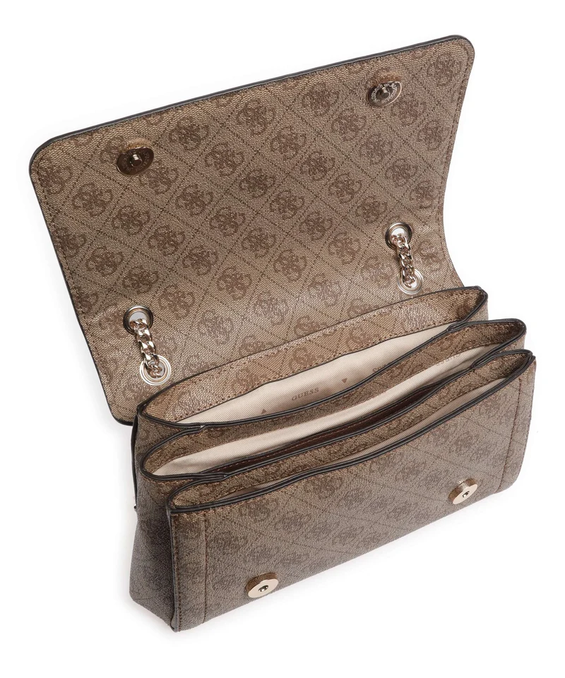 Guess Noelle Sac porté épaule latte logo/brown