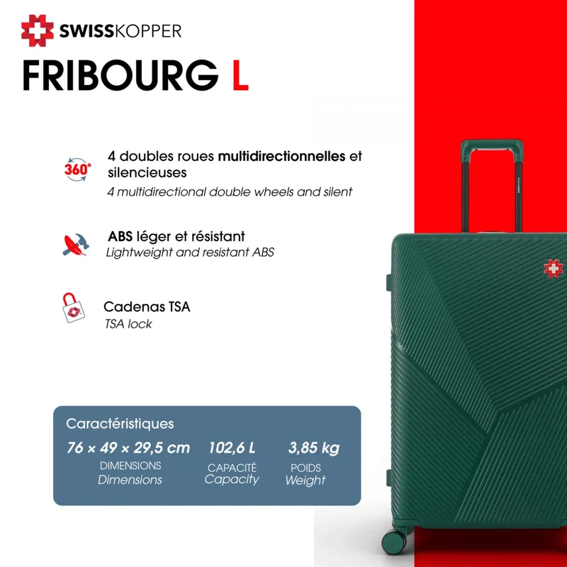 Lot de 2 Valises Rigides Grand Format et Taille Moyenne FRIBOURG