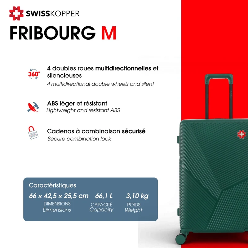 Lot de 2 Valises Rigides Grand Format et Taille Moyenne FRIBOURG