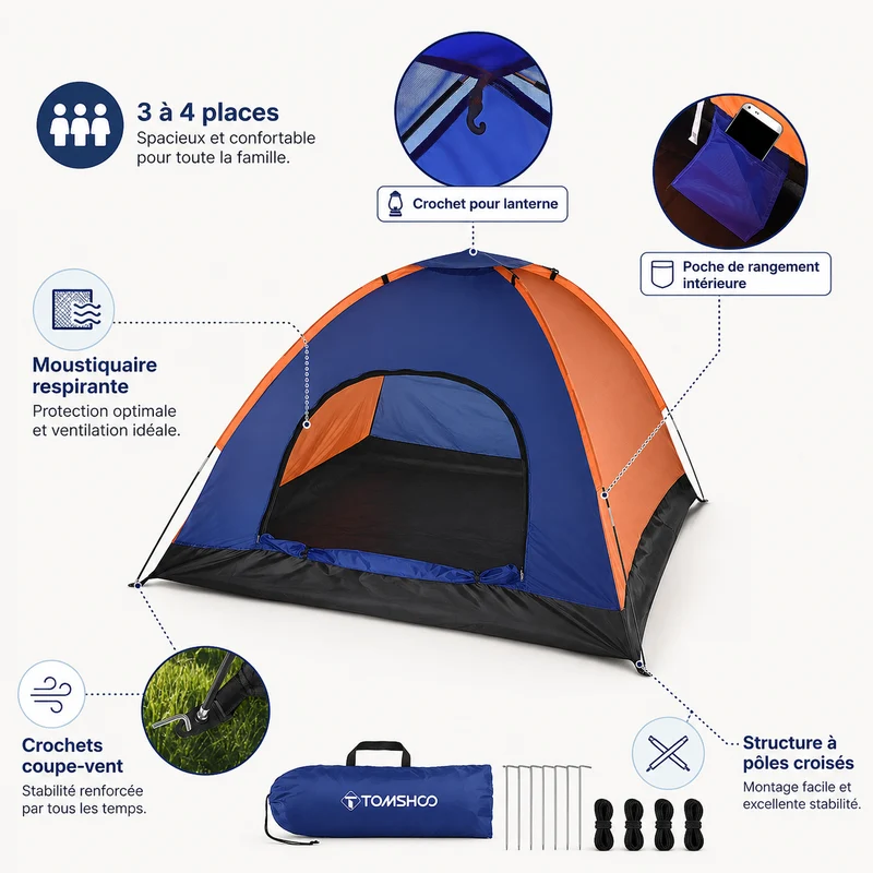 Tente bivouac randonnée 3-4 personnes