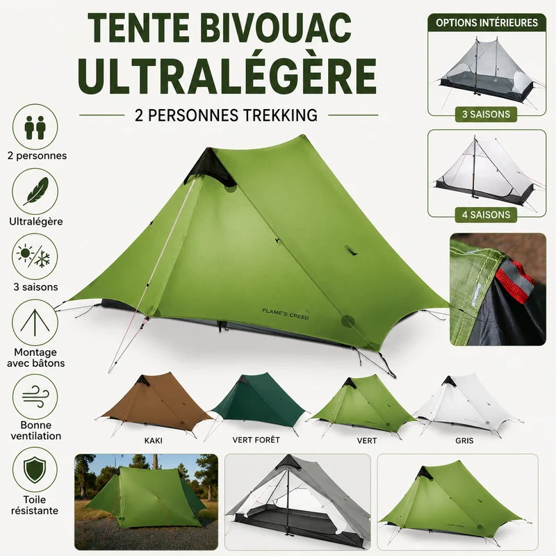 Tente bivouac ultralégère 2 personnes trekking