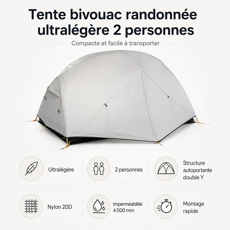 Tente bivouac randonnée ultralégère 2 personnes