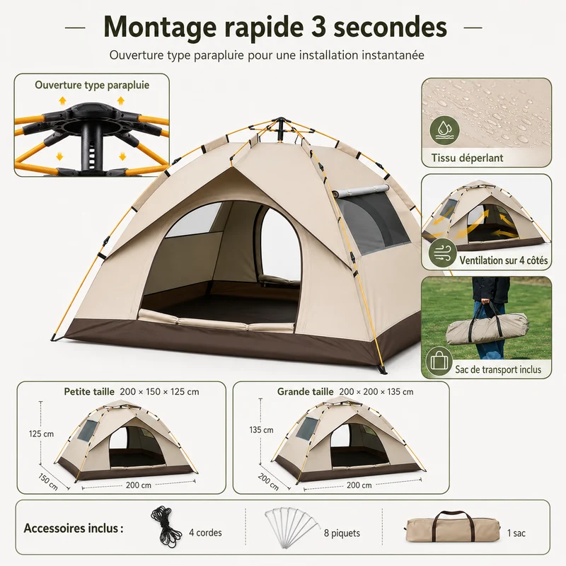 Tente bivouac randonnée montage rapide