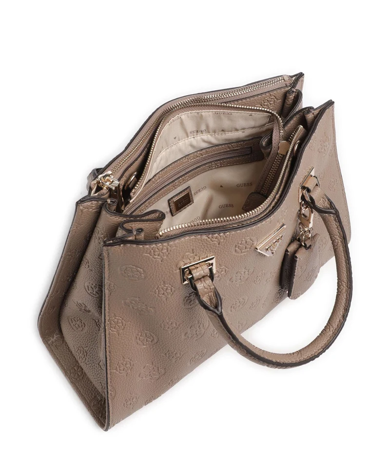 Guess Cresidia Sac à main dark taupe logo