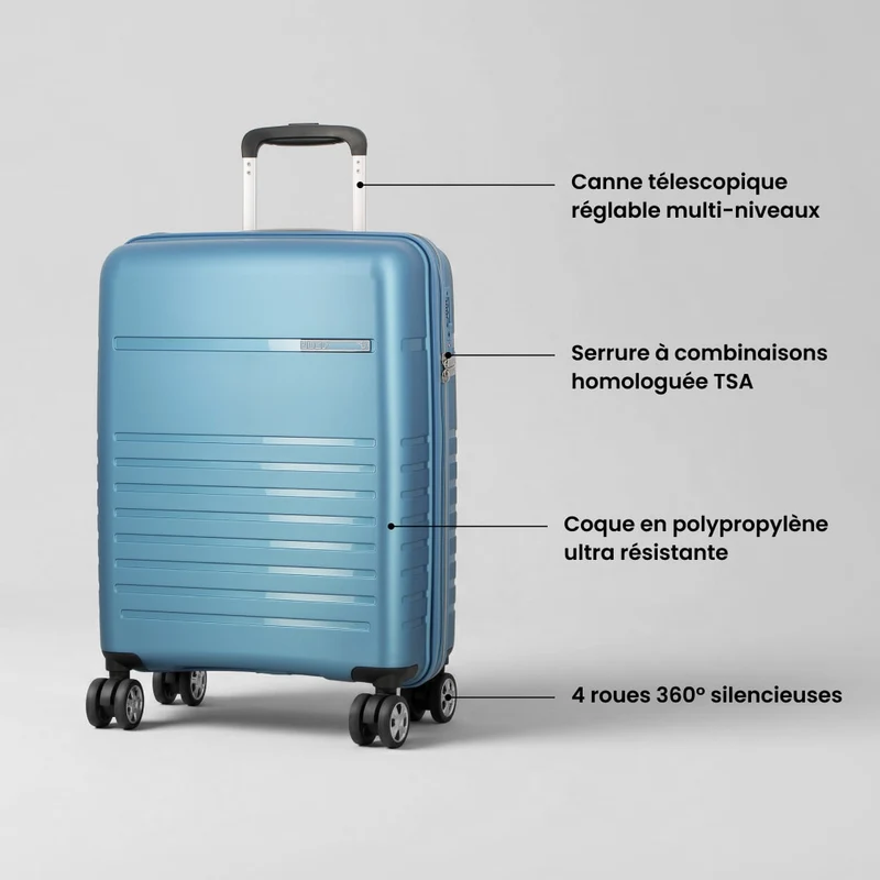 Valise cabine 55x38 cm - Aven Jump | Coque résistante