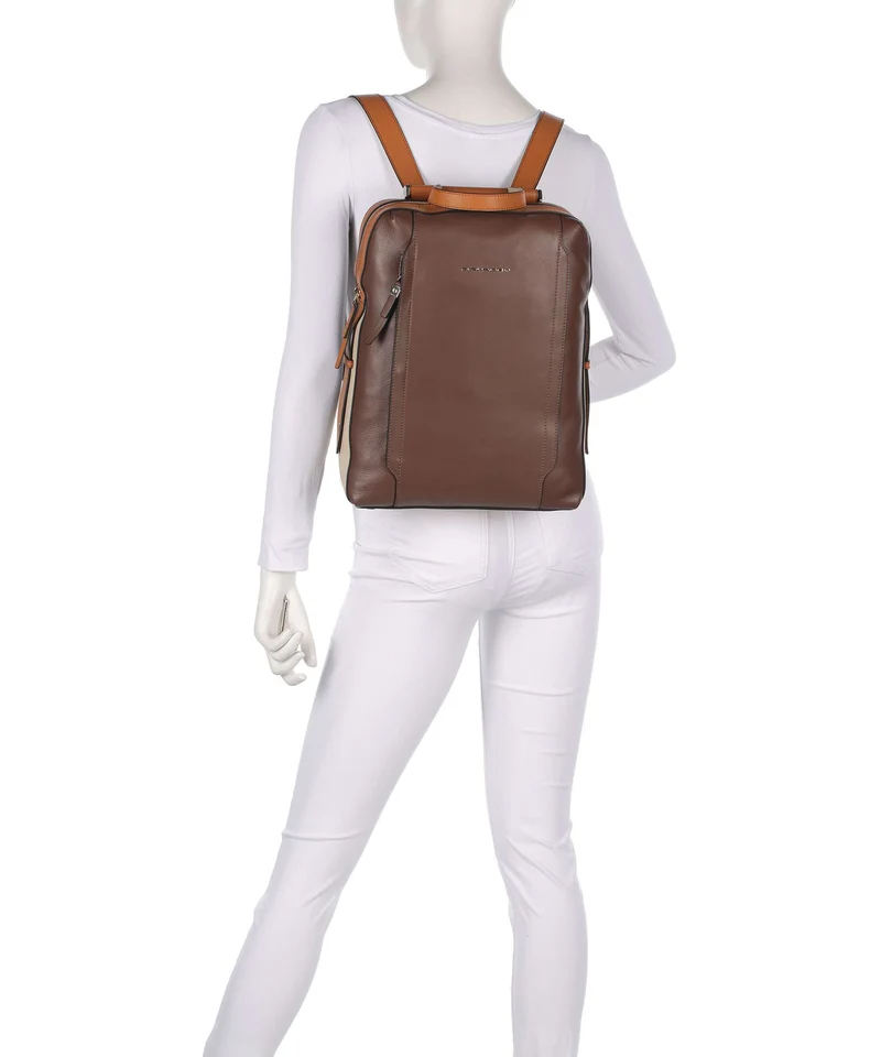 Piquadro Circle Sac à dos d'ordinateur marrone/beige