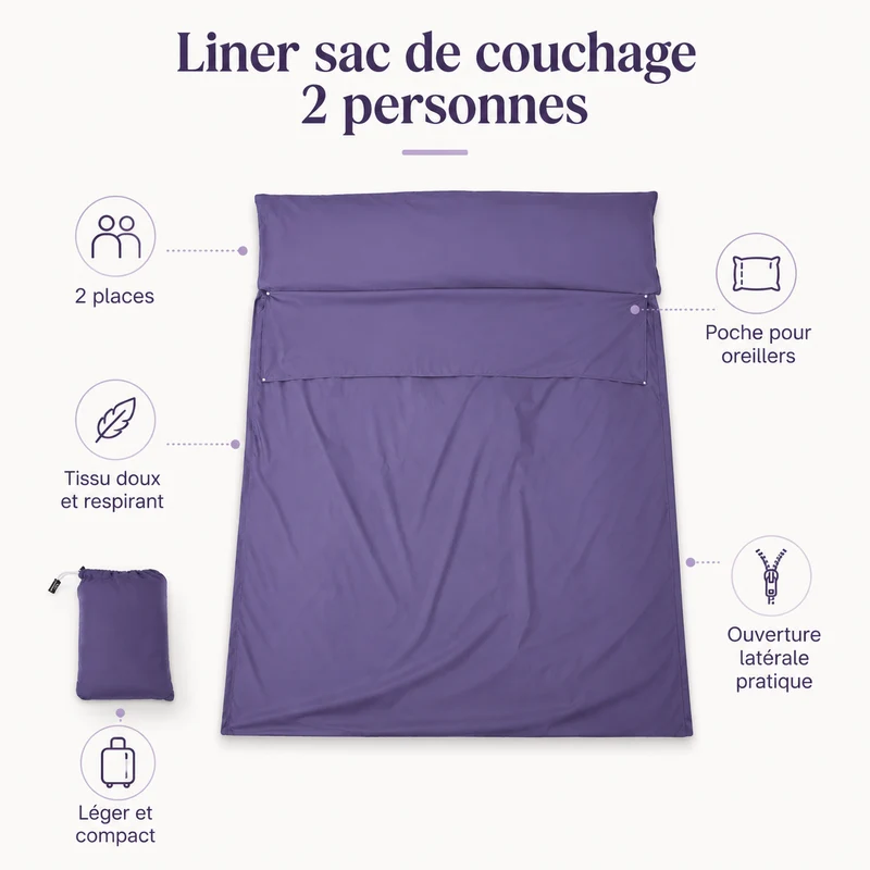 Liner sac de couchage randonnée 2 personnes
