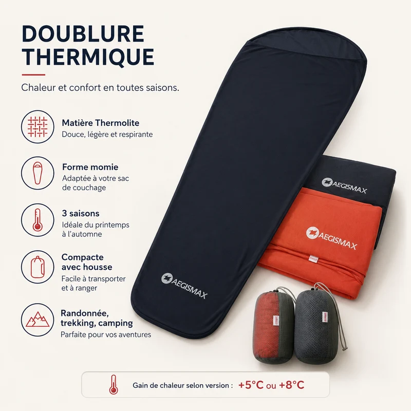 Drap randonnée chauffant pour sac de couchage