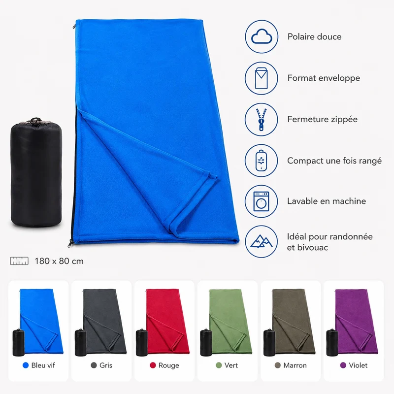 Drap sac de couchage polaire randonnée