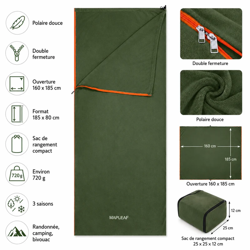 Drap sac de couchage randonnée polaire