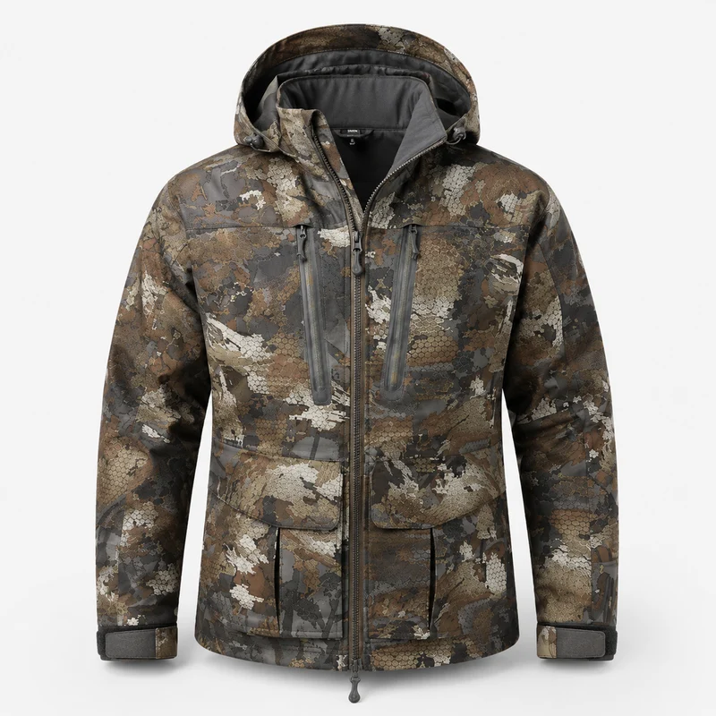Veste randonnée homme motif kaki imperméable hiver