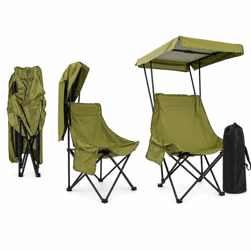 Chaise de camping pliante avec auvent randonnée