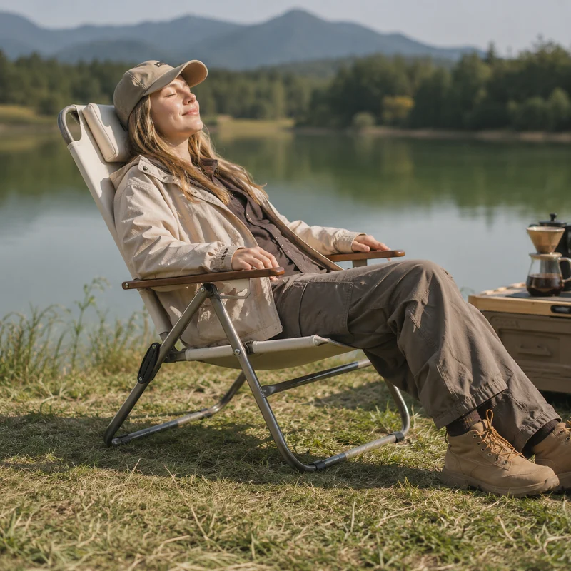 Chaise de camping pliante dossier réglable randonnée