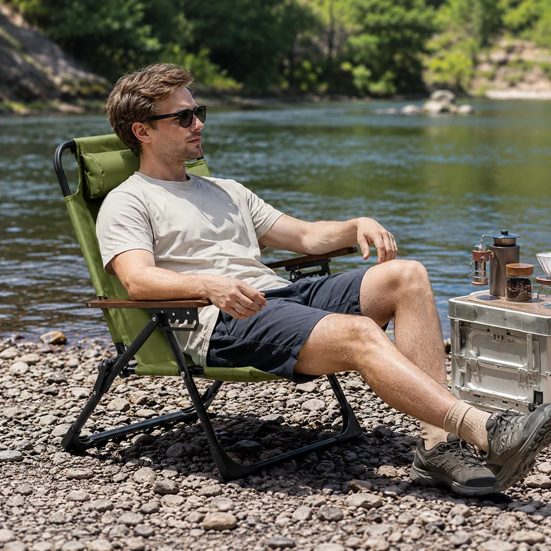 Chaise de camping pliante avec accoudoirs randonnée