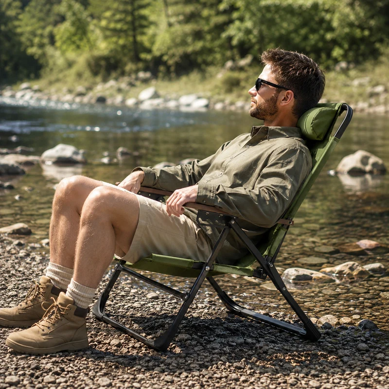 Chaise de camping pliante avec accoudoirs randonnée