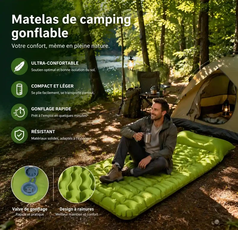 Matelas gonflable camping randonnée épais