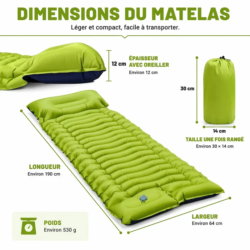 Matelas gonflable camping randonnée épais