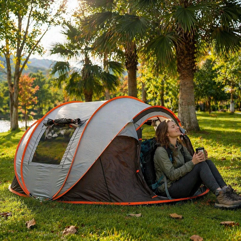 Grande tente camping familiale rapide à monter