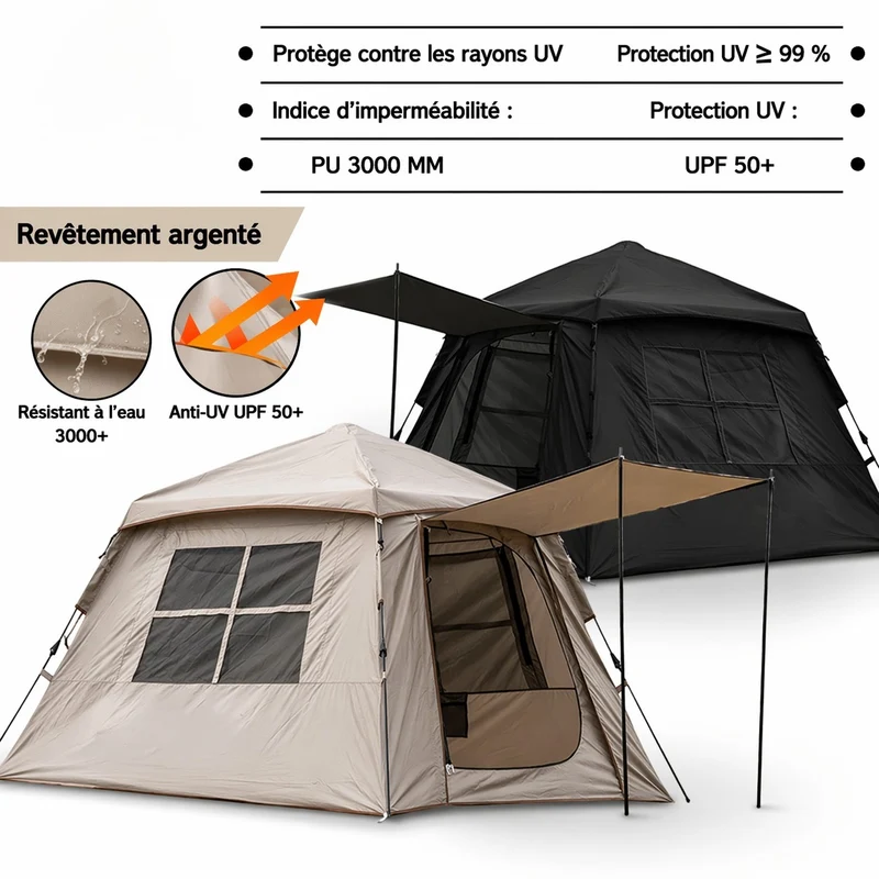 Tente camping randonnée automatique 3-4 personnes