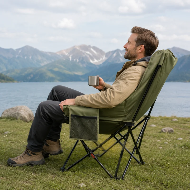 Chaise camping rembourrée pliante randonnée