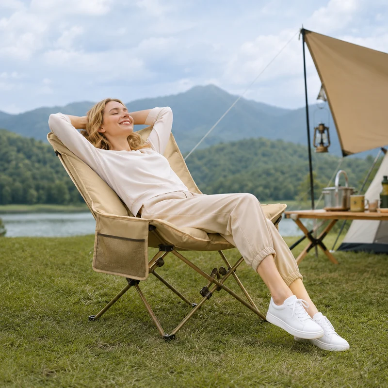 Chaise camping rembourrée pliante randonnée
