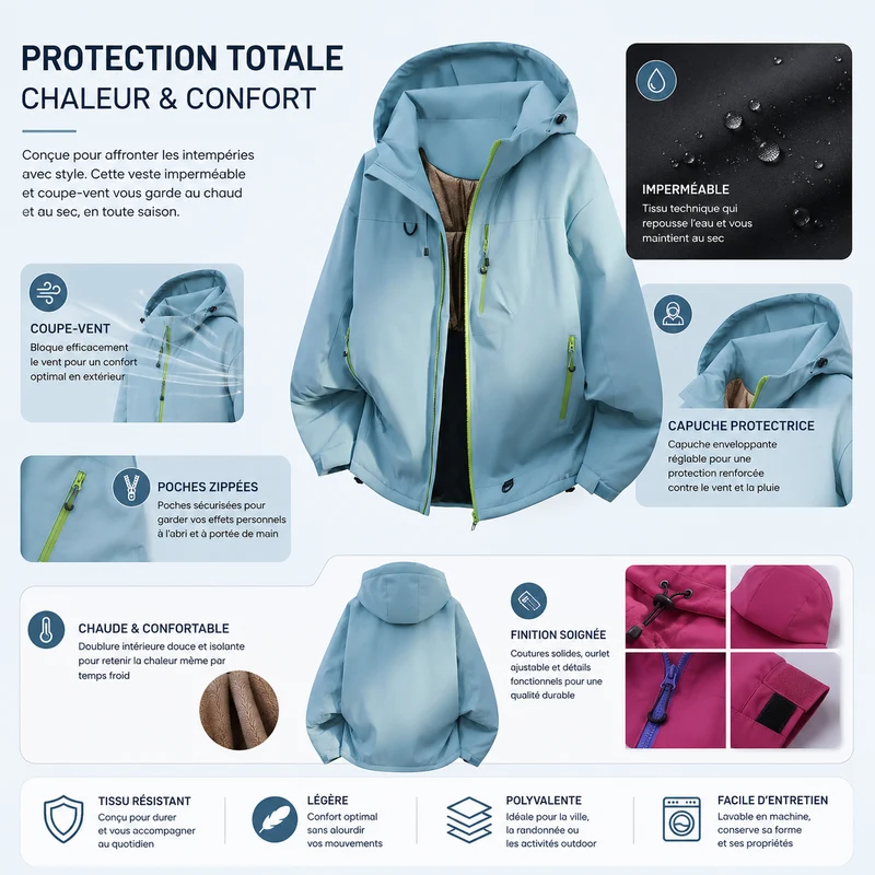 Veste randonnée femme chaude imperméable