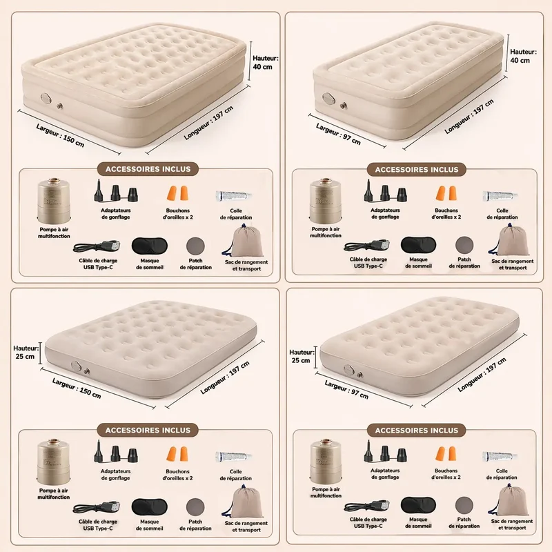 Matelas randonnee gonflable grande taille camping