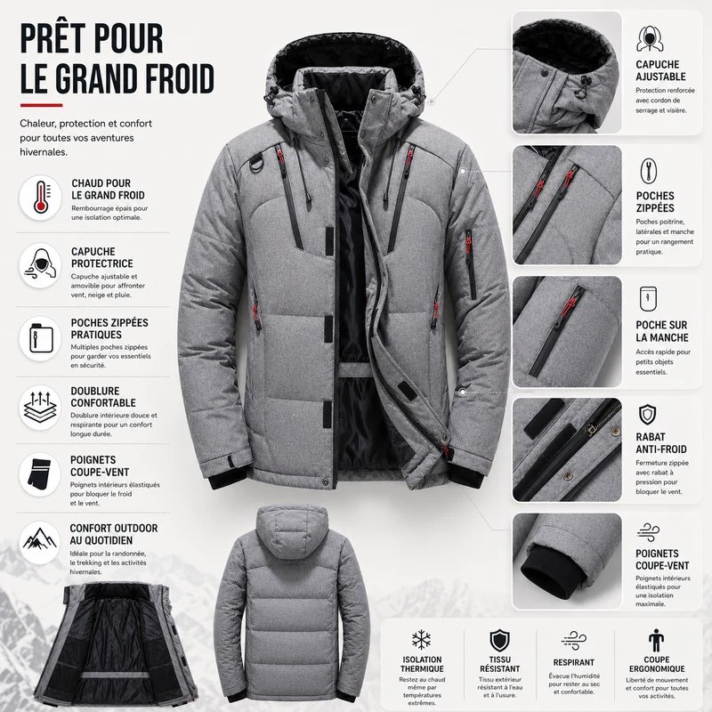 Doudoune randonnée homme chaude grand froid