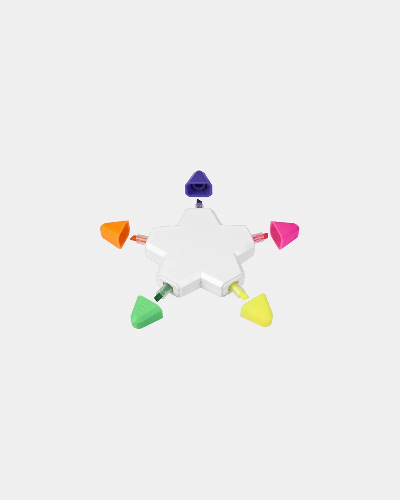 Surligneurs étoile x5 couleurs Solvig à personnaliser