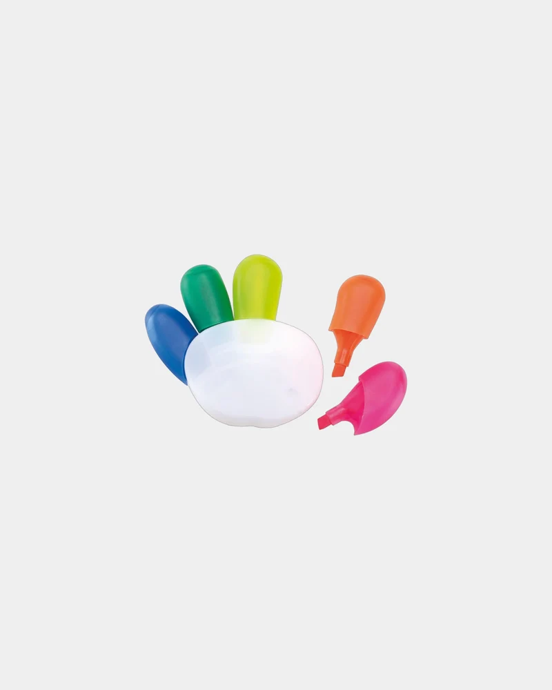 Surligneur 5 couleurs forme main à personnaliser