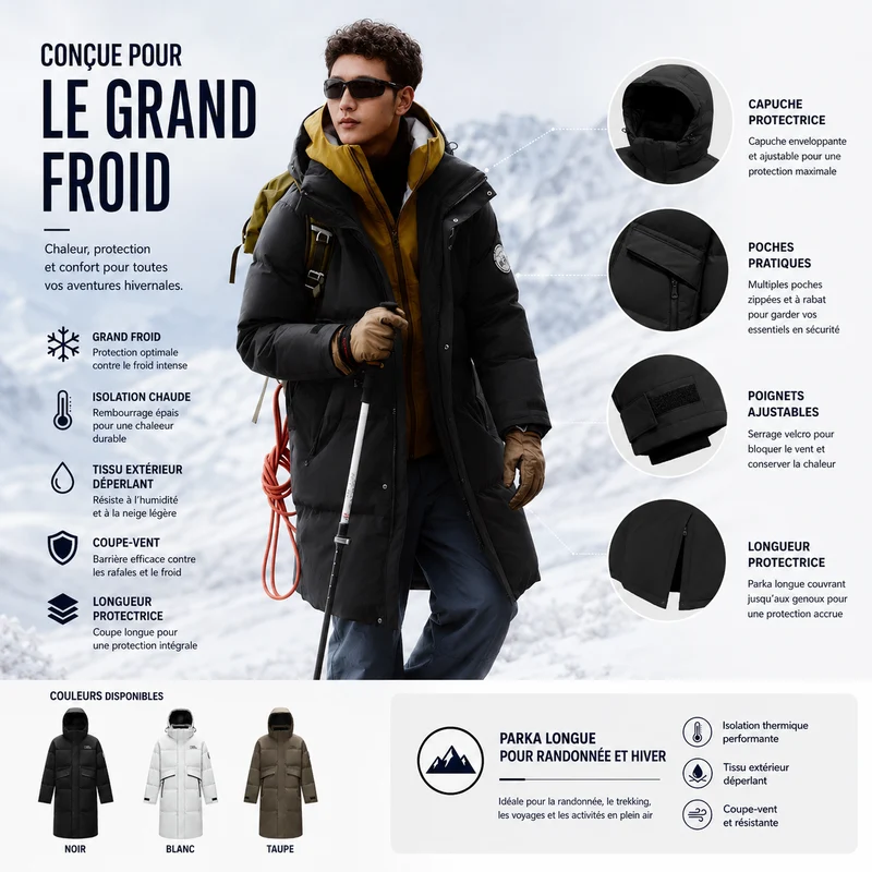 Parka randonnée homme longue grand froid