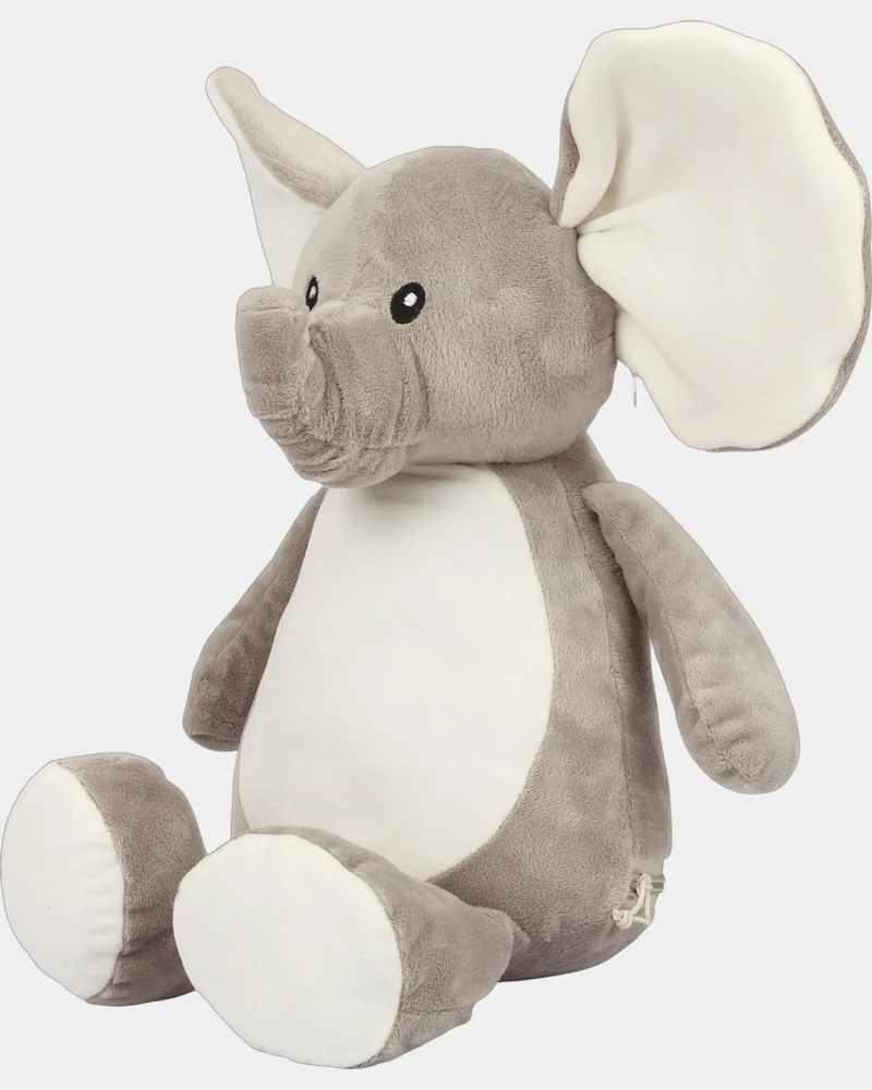 Peluche éléphant zippée à broder à personnaliser