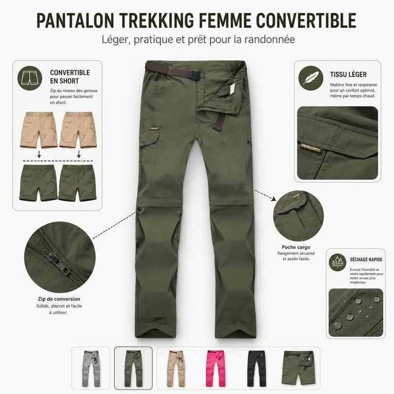 Pantalon trekking femme quick-dry montagne