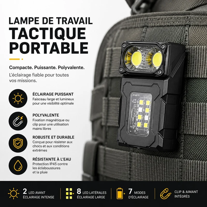 Lampe torche puissante LED aimantée randonnée